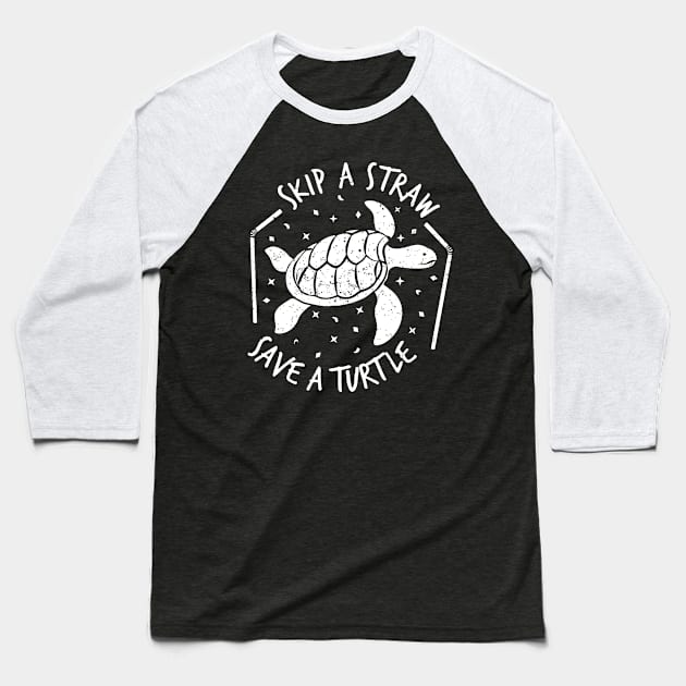 Skip a Straw Save a Turtle for Earthday - Vintage Retro Design T Shirt 4 Baseball T-Shirt by luisharun